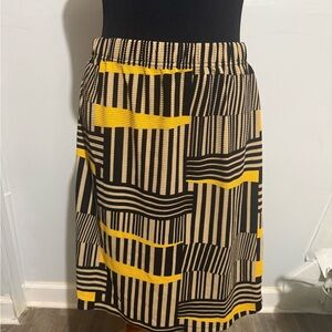 Printed Yellow, Black and Tan Skirt